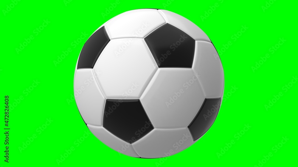 Soccer ball on green chroma key background.
3d illustration for background. Soccer ball on green chroma key background.
3d illustration for background.