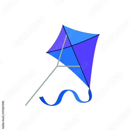 Blue flying kite emoji vector