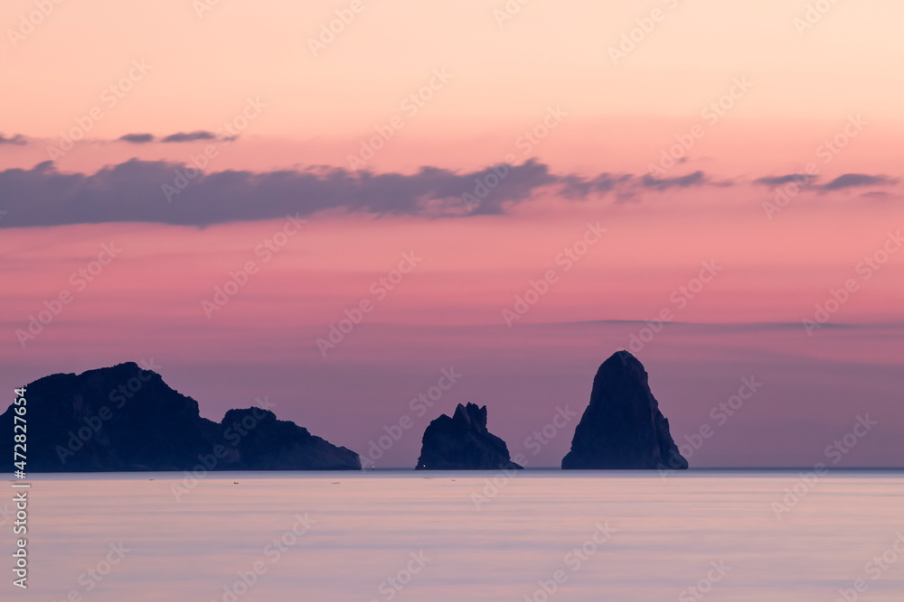 Medes islands from pals beach at sunrise