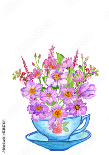 Watercolor flower bouquets spring .Flowers watercolor illustration. Manual composition. Mother's Day, wedding, Pastel colors. Spring. Summer.