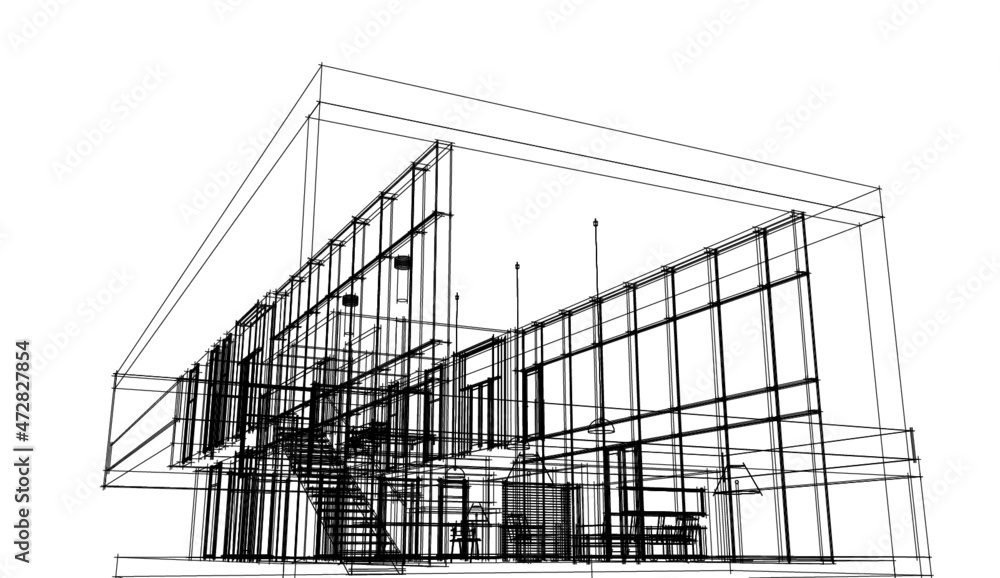 Modern house architectural drawing