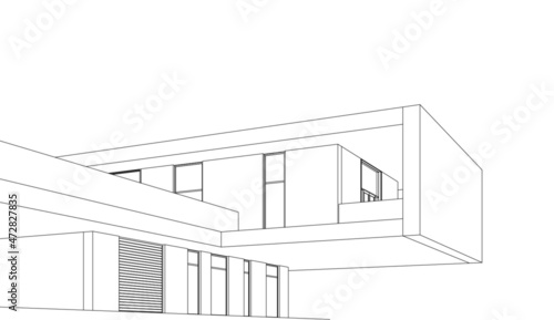 home design architectural drawing vector illustration