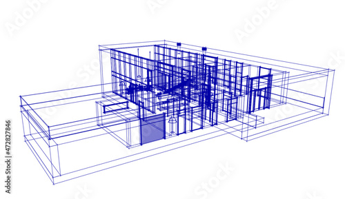 home design architectural drawing vector illustration