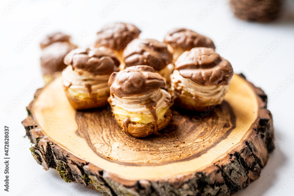 profiteroles sweet baked caramle cream dessert round christmas food profiteroles sweet baked caramle cream dessert round christmas food