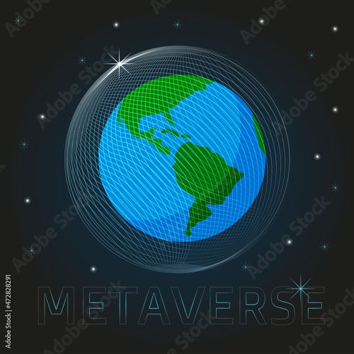 planet Earth in cyber metaverse