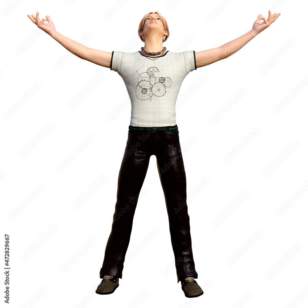 3D Rendering Teenager Boy on White 3D Rendering Teenager Boy on White