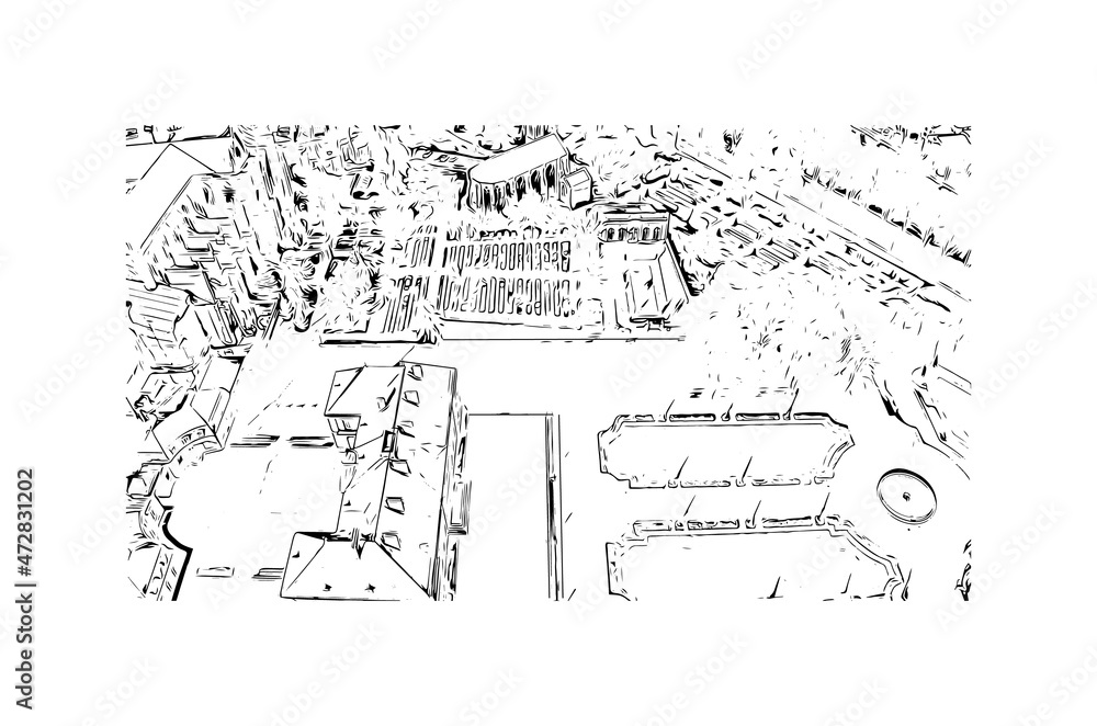 Obraz premium Building view with landmark of Limoges is the city in France. Hand drawn sketch illustration in vector.