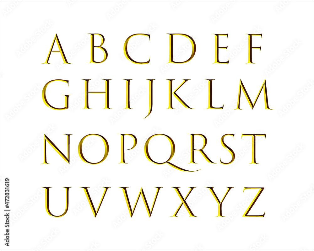 English Alphabet Capital Letters Set in Trajan Color Font Flat Vector Stock  Vector | Adobe Stock