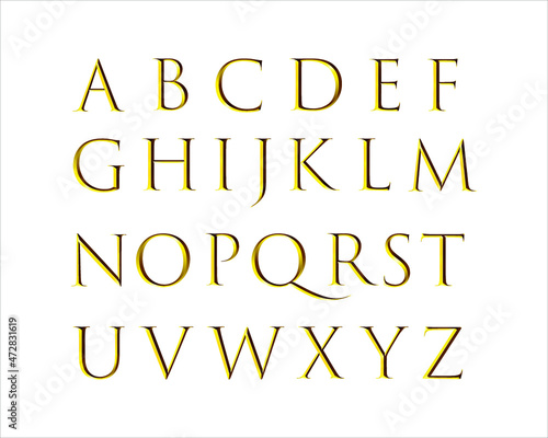 English Alphabet Capital Letters Set in Trajan Color Font Flat Vector