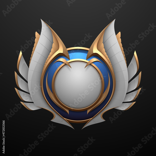 White and gold elegant emblem template with wings