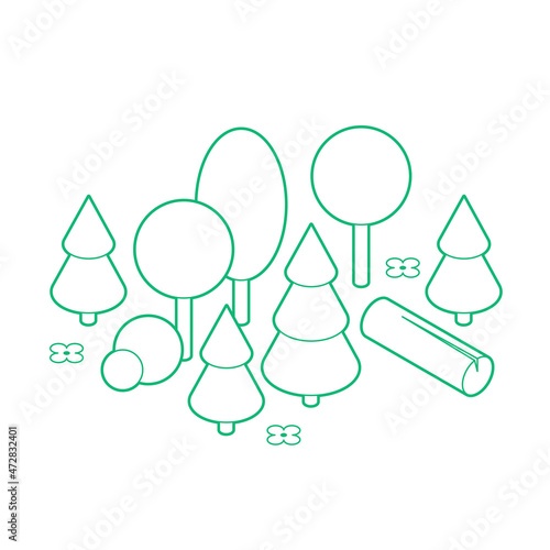 Isometric Forest Outline Illustration