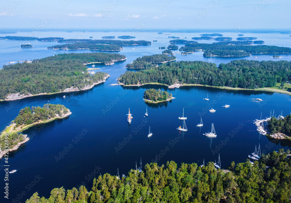 Drone view over Stockholm archipelago