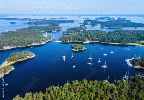 Drone view over Stockholm archipelago