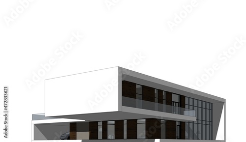 Modern house architecture 3d illustration