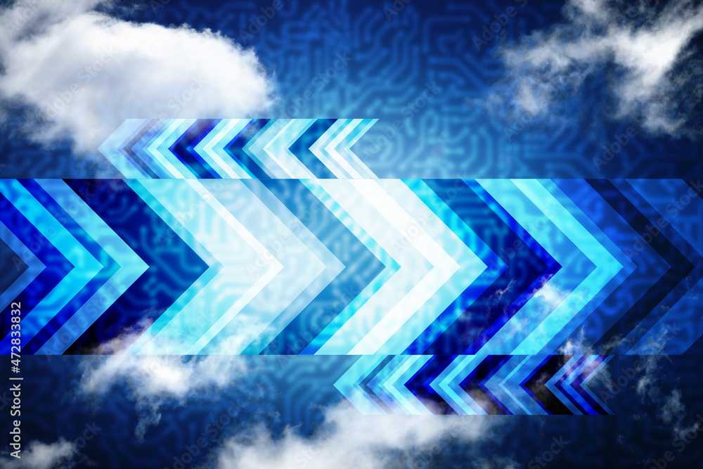 Naklejka premium 2d illustration of Cloud computing, Digital Cloud computing Concept background. Cyber technology, internet data storage, database and data server concept