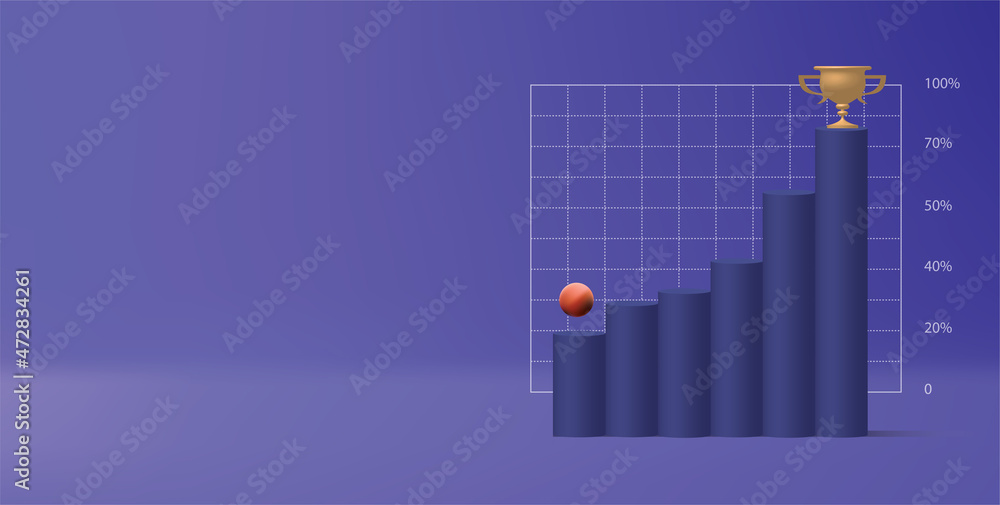 Obraz premium 3d rendering of business graph with arrow o a blue background