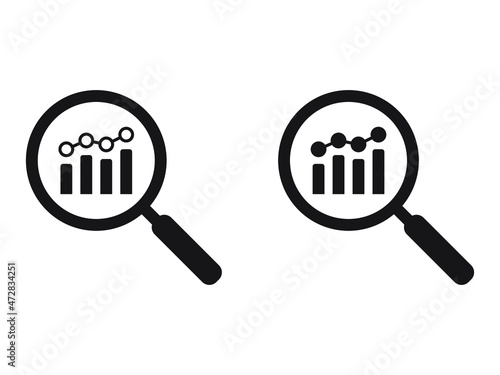 Business research icon. View financial analytics or metrics research line art vector icon for finance apps and websites