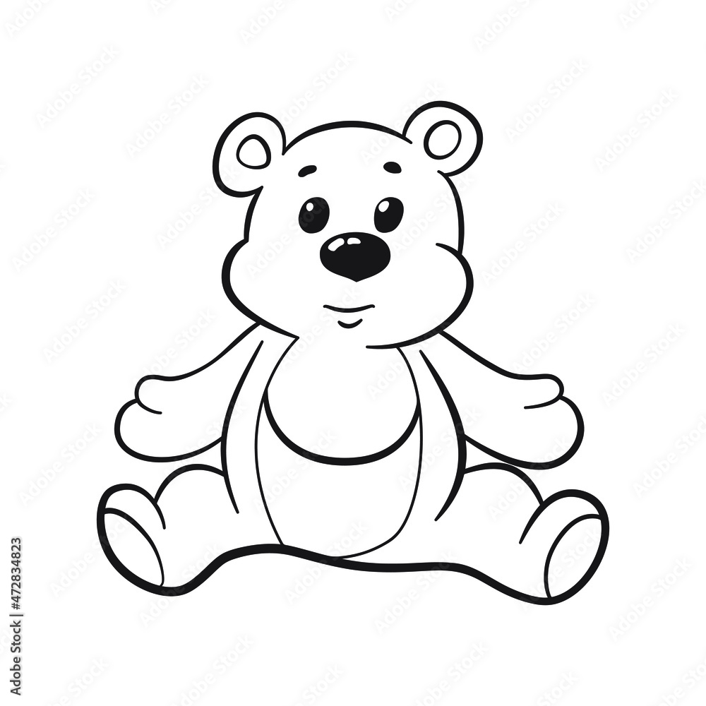 Fototapeta premium Teddy bear toy, vector drawing