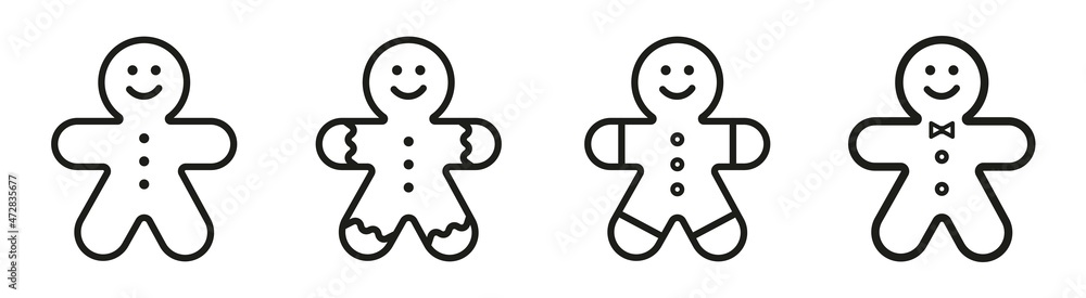 Set of Christmas ginger bread icons in line style, web icons Set of Christmas ginger bread icons in line style, web icons