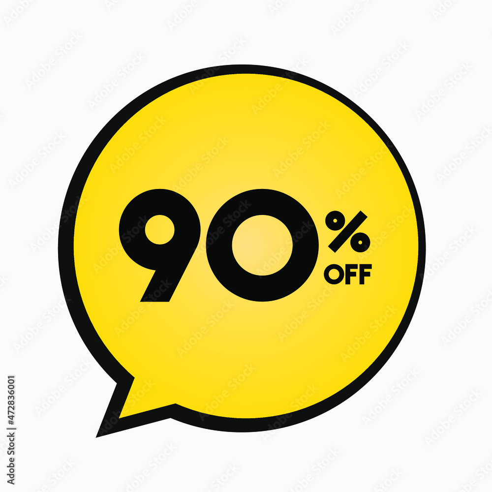 90 off sale yellow and black balloon in a white background 90 off sale yellow and black balloon in a white background