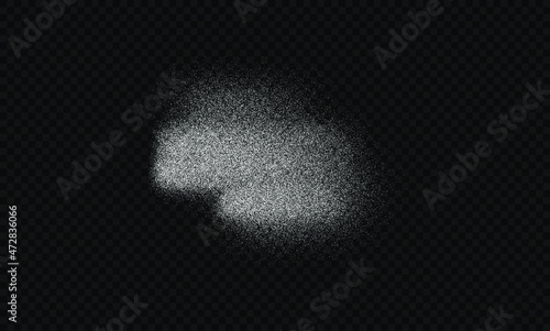 Sugar powder, salt vector texture. Flour isolated on black transparent background. White sugar particles. Vector flour illustration. Snow element isolated on black. Salt.