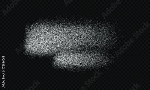 Sugar powder, salt vector texture. Flour isolated on black transparent background. White sugar particles. Vector flour illustration. Snow element isolated on black. Salt.