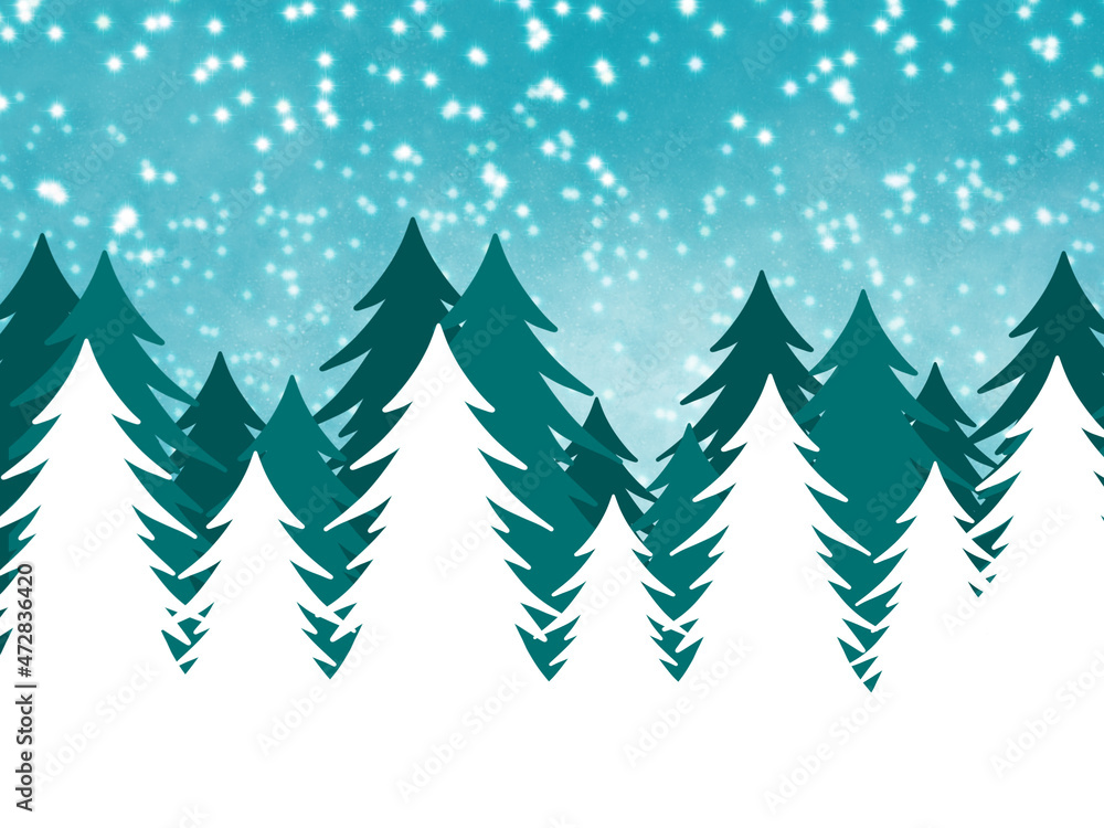 Christmas Tree background on winter