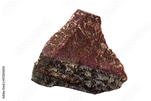 Macro stone mineral Sugilite on a white background photo