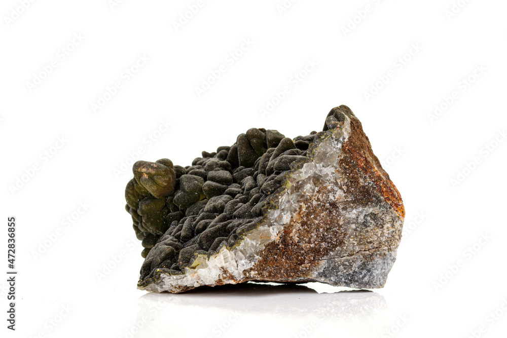 Macro stone Stannite mineral on white background