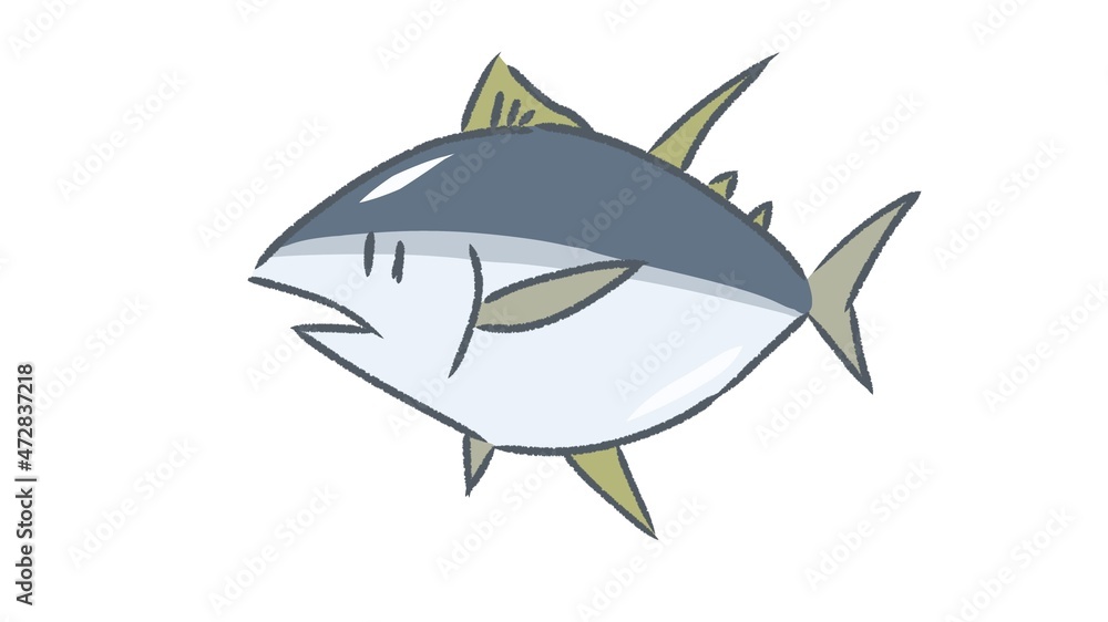 Cute illustration of scribble-style tuna Cute illustration of scribble-style tuna