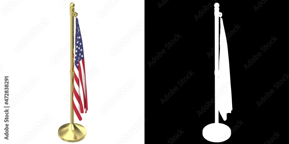 3D rendering illustration of an American flag office decor 3D rendering illustration of an American flag office decor