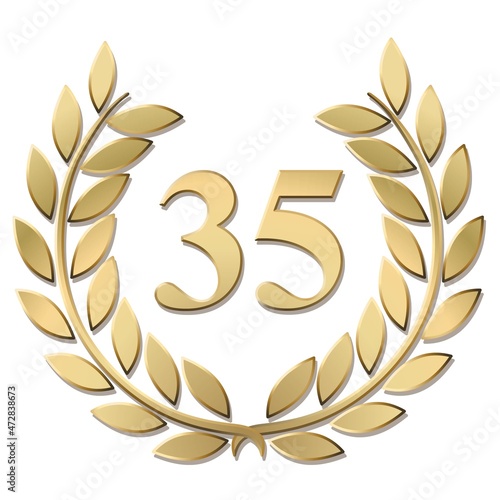 3D gold laurel wreath 35 vector isolated on a white background 