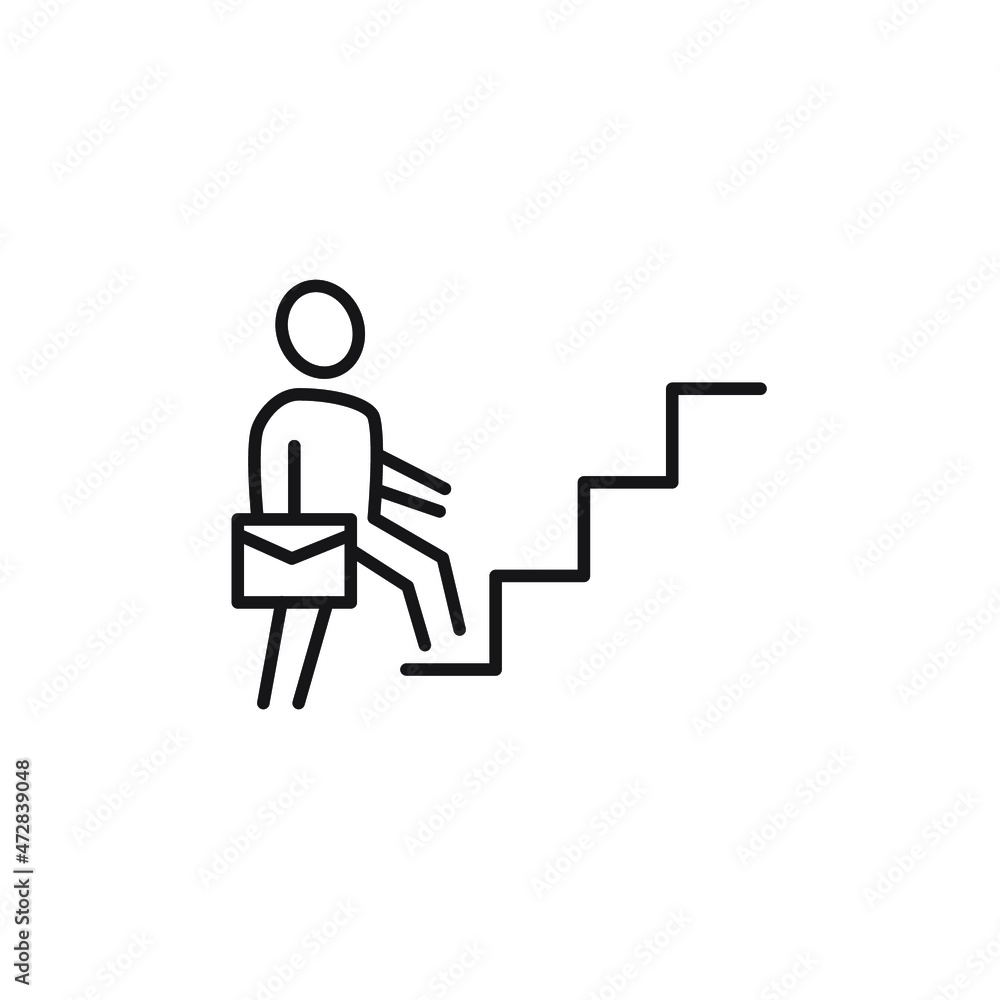 Fototapeta premium Man on stairs going up icons symbol vector elements for infographic web