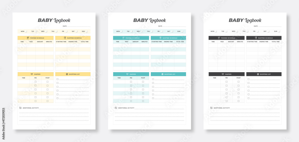 Baby logbook planner. Baby logbook tracker. set of baby logbook. minimalist modern planner templates collection. Baby logbook planner. Baby logbook tracker. set of baby logbook. minimalist modern planner templates collection.