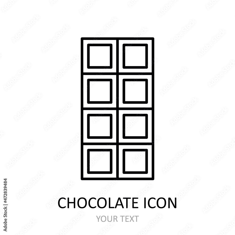 Vector illustration with chocolate icon. Outline drawning.
