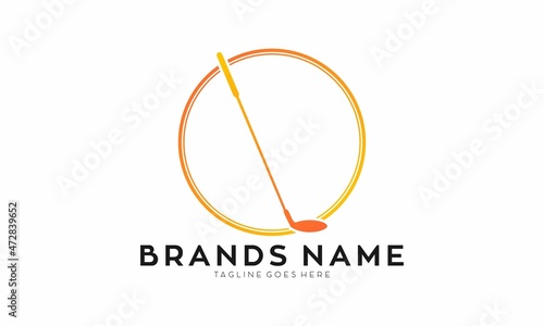 Modern putter type golf stick vector logo