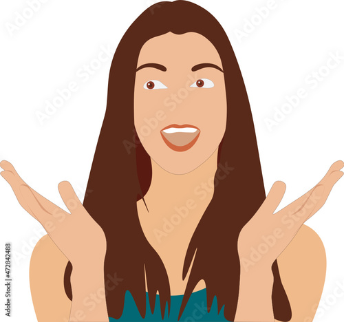 Gesto. Expresión facial de mujer sorprendida utilizando las manos. fondo transparente
