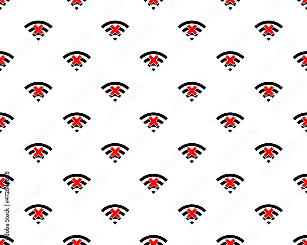 No Wifi Signal Icon Seamless Pattern, No Wi-Fi Signal Icon, Search Not Found Wireless Network Protocol Icon Vector Art Illustration No Wifi Signal Icon Seamless Pattern, No Wi-Fi Signal Icon, Search Not Found Wireless Network Protocol Icon Vector Art Illustration