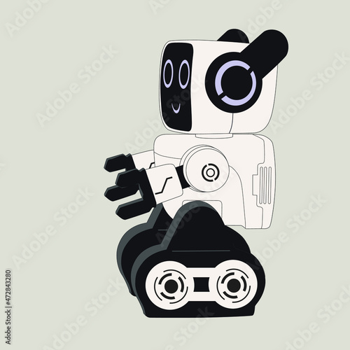 Funny robot vector cartoon character isolated on a background.