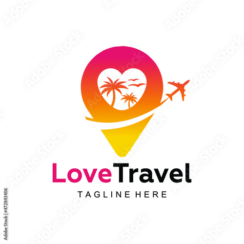 love travel sunset vacation design template logo vector