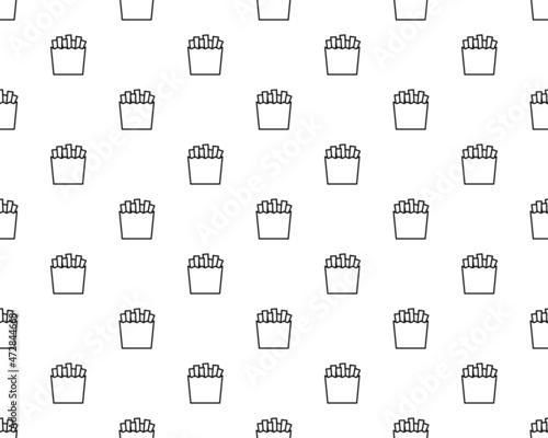 French Fries Icon Seamless Pattern, Fast Food Icon, Finger Chips, Deep Fried Potato Vector Art Illustration