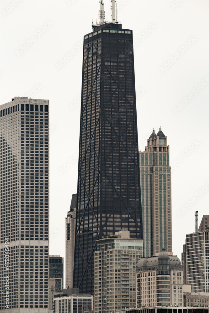Street photo of Chicago with clear skies and buildings Street photo of Chicago with clear skies and buildings
