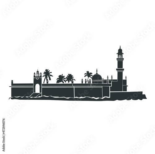 The Haji Ali Dargah vector form. Haji Ali Dargah is a mosque and dargah at mumbai. photo
