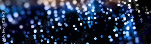 Blue Christmas New Year background with bokeh light