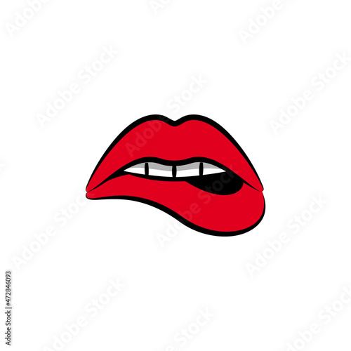 Womans sensuous lips, beauty open mouth biting lip