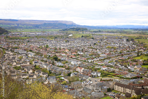 panoramic view showing the streets and surrounding hills of stirling