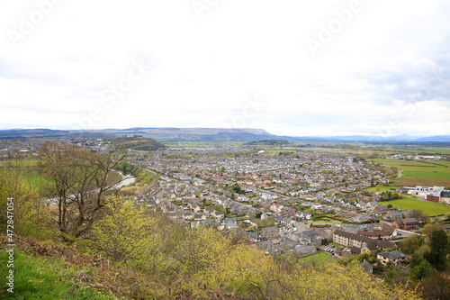 view of the hills, river, houses and countryside of stirling photo