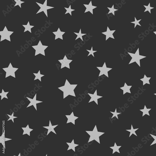 Stars seamless pattern. Random star icons  space sky night design.