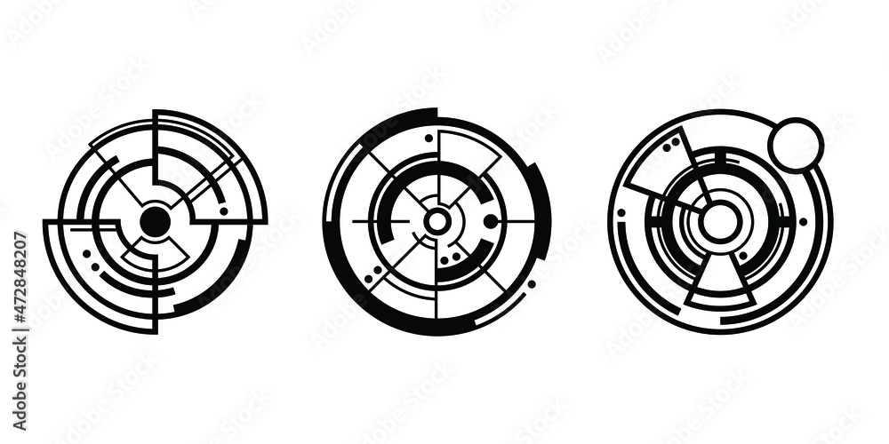 modern target illustration in various styles. creative target formed in a futuristic or cyber style suitable for digital gaming. circles target isolated on white. modern target illustration in various styles. creative target formed in a futuristic or cyber style suitable for digital gaming. circles target isolated on white.