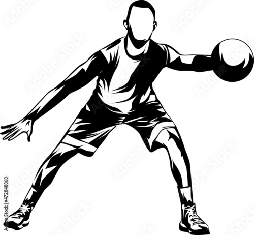 silhouette a man dribbling a ball